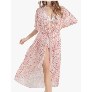 Long Printed Swim Coverup Kimono